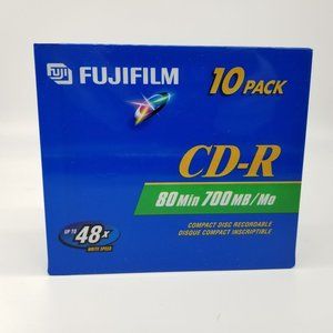 Fujifilm Recordable CD-R 80 Min 700mb Slim Compact Disc Pack of 10 NEW